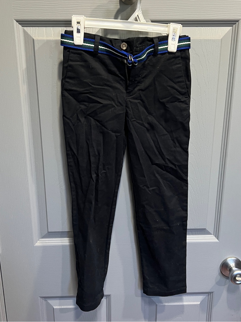 Polo by Ralph Lauren Black Stretch Chinos with Blue-Striped Belt